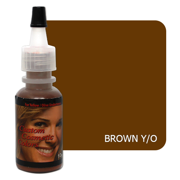 pigment w butelce z głową kobiety w kolorze brązowym dla skór żółtych i oliwkowych