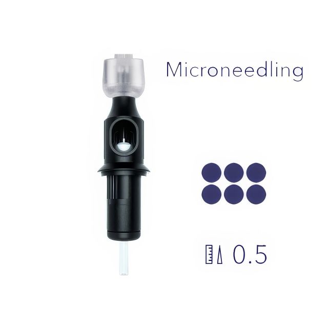 Kartridż do&nbsp;mezoterapii mikroigłowej Cheyenne – widok igieł w&nbsp;technologii 6-needle plate 0.5mm, zapewniający skuteczne przenikanie substancji aktywnych