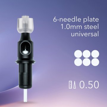 Kartridż do&nbsp;mezoterapii mikroigłowej Cheyenne Universal 6-Needle Plate 0.5mm Steel – wysokiej jakości stalowe igły do&nbsp;precyzyjnych zabiegów na&nbsp;skórze