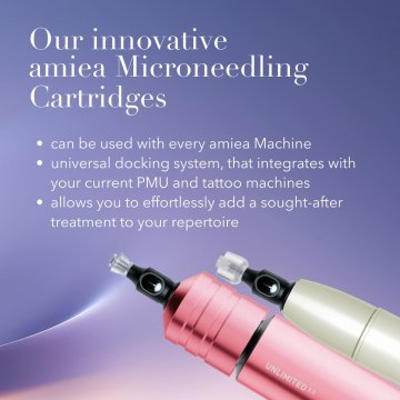 Kartridże do&nbsp;mezoterapii mikroigłowej Amiea Microneedling Cartridges – kompatybilność z maszynami PMU i&nbsp;systemem uniwersalnego dockingu