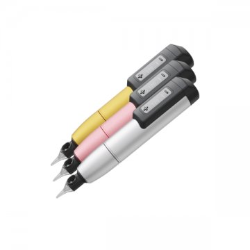 Maszynki Amiea Pulse ułożone poziomo – wersje złota, różowa i&nbsp;srebrna do&nbsp;zabiegów permanentnych