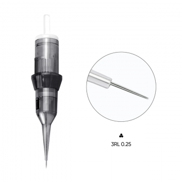 THUNDERLORD Biomaser MISTY 0803RL 3RL 0,25 mm MT 3 mm – zbliżenie trzech igieł Round Liner