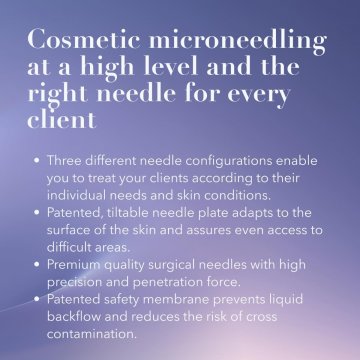 Kartridż 18-igłowy w&nbsp;trakcie zabiegu – wizualizacja techniki aplikacji dla osiągnięcia najlepszych rezultatów estetycznych i&nbsp;regeneracyjnych