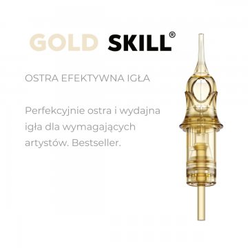 Kartridż SKILL GOLD Long Taper 1001 RLLT 0.30 / 1 z opisem – ostra, efektywna igła dla wymagających linergistek.