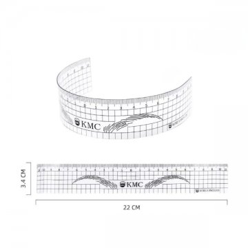 bezbarwna linijka z plastiku do&nbsp;pomiaru brwi przed&nbsp;makijażem permanentnym wielorazowa